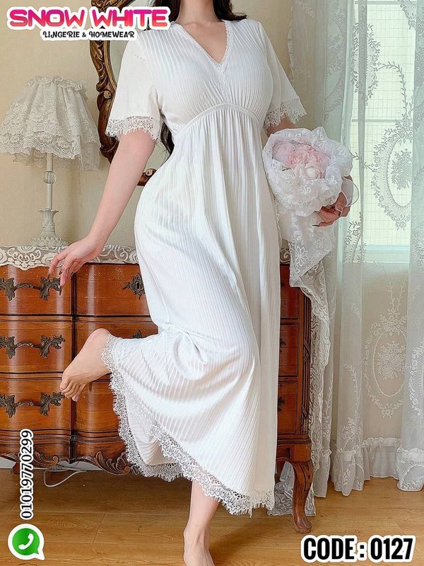 قميص نوم قطن مسحب